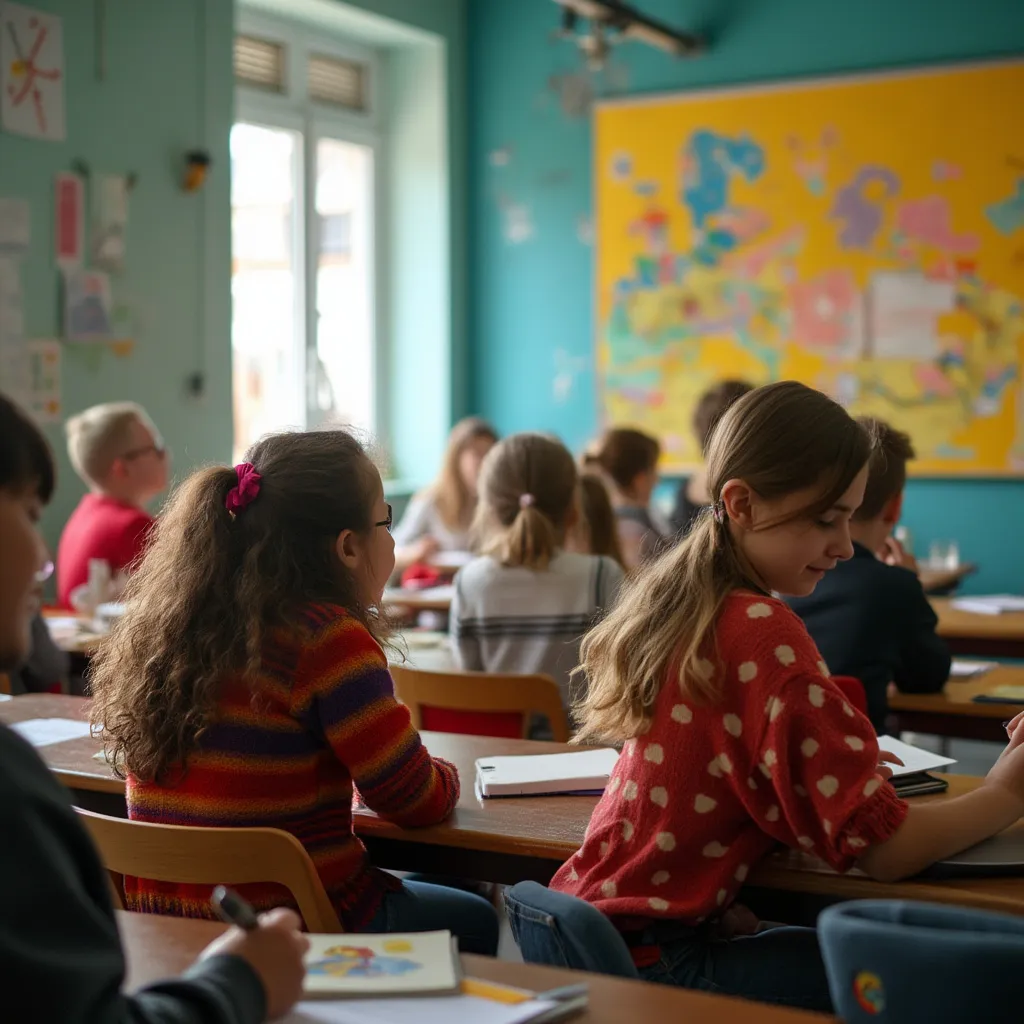 Estudiantes en clase de español interactiva