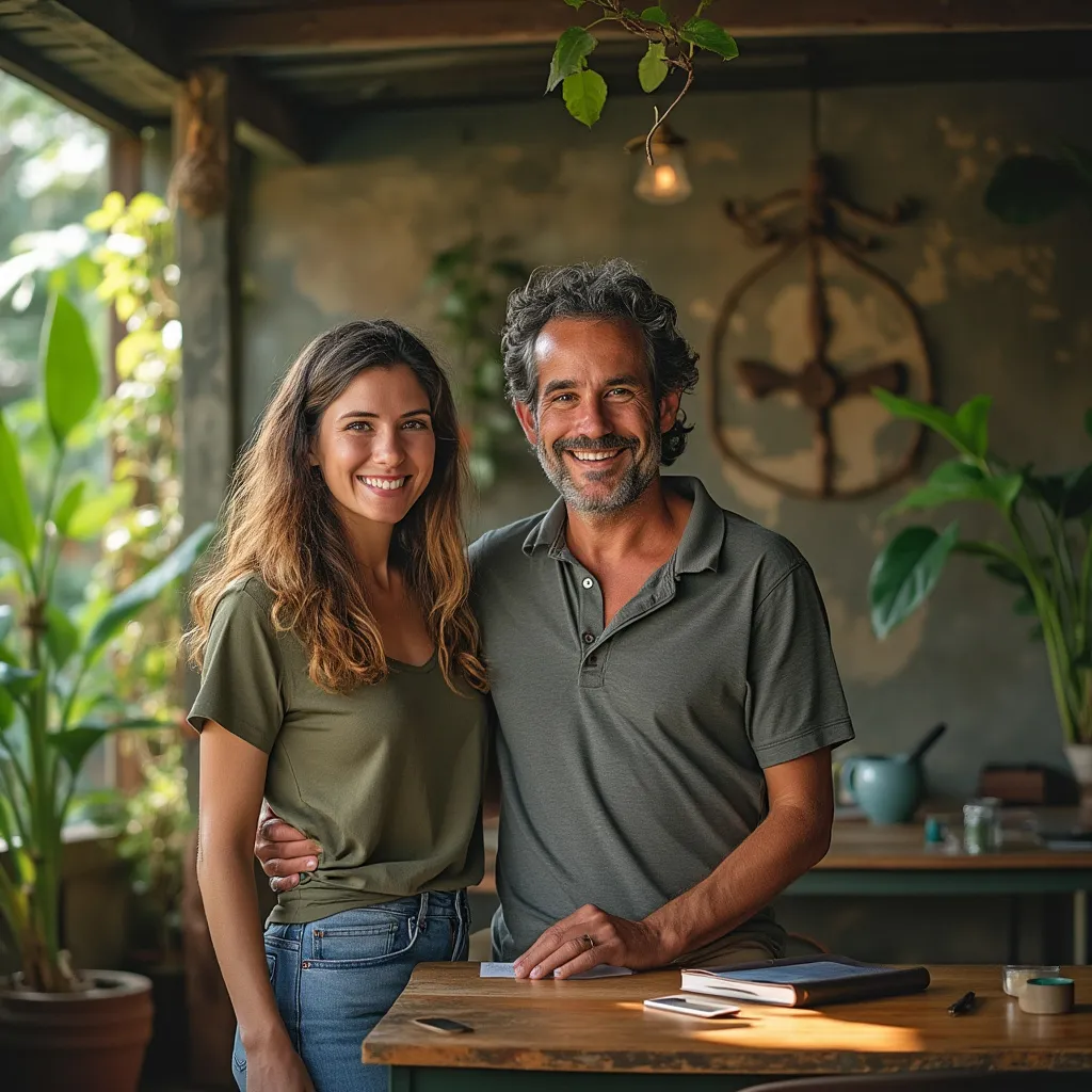 Fundadores de la escuela de español sonriendo